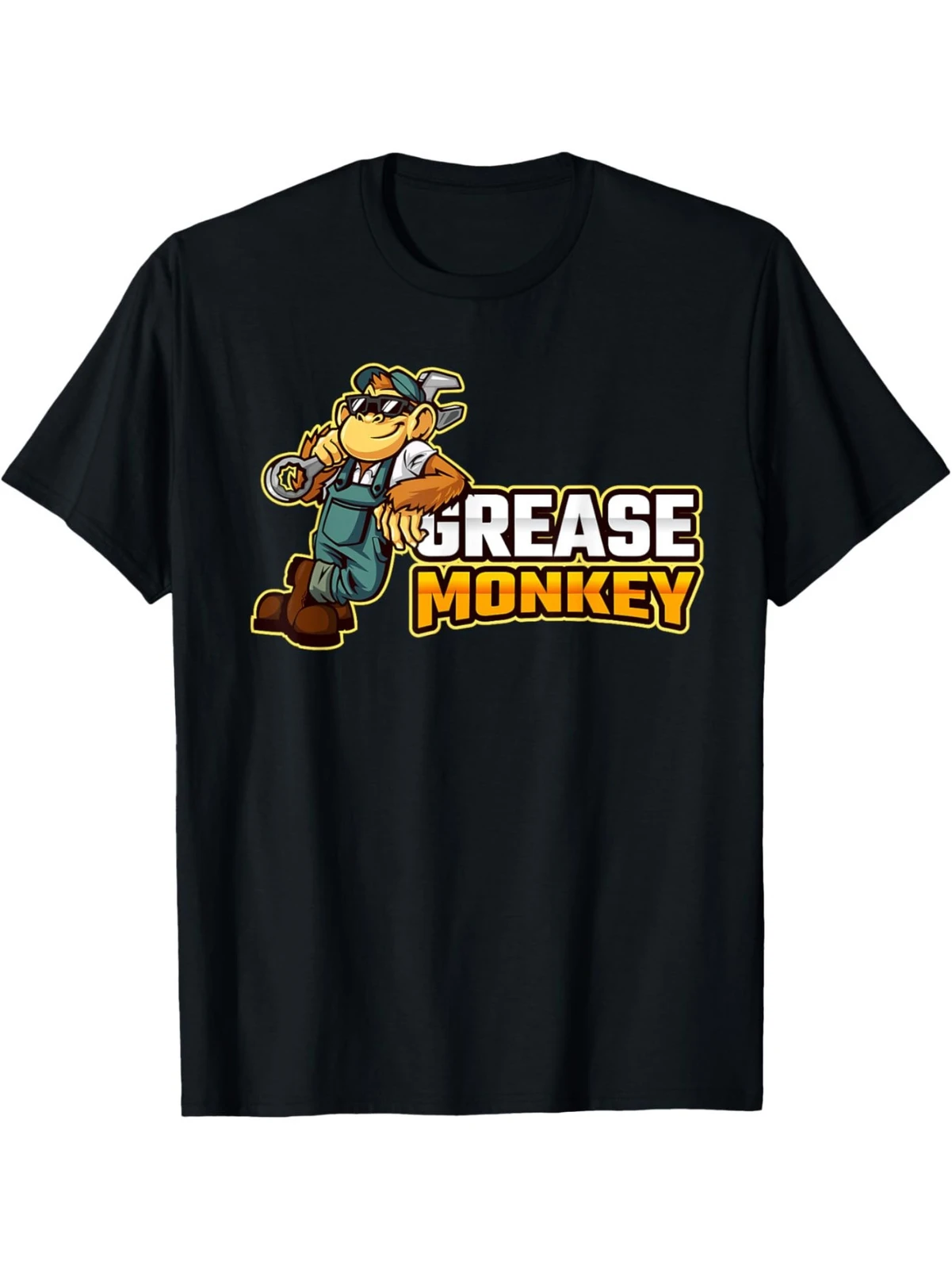 

Мужская забавная футболка с рисунком Grease Monkey — короткий рукав с круглым вырезом из 100% хлопка