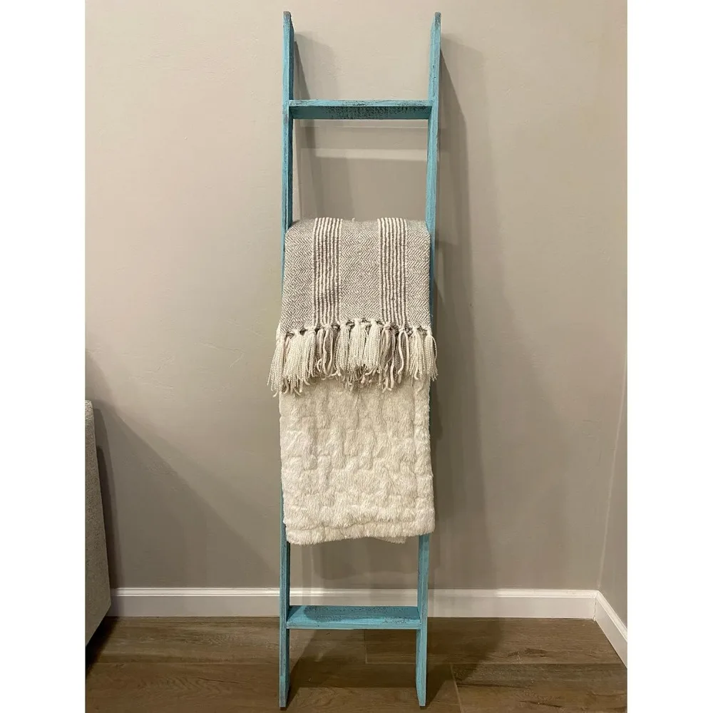 Tangga Rak Buku Kayu Reklamasi BarnwoodUSA (5 Kaki, Pirus)