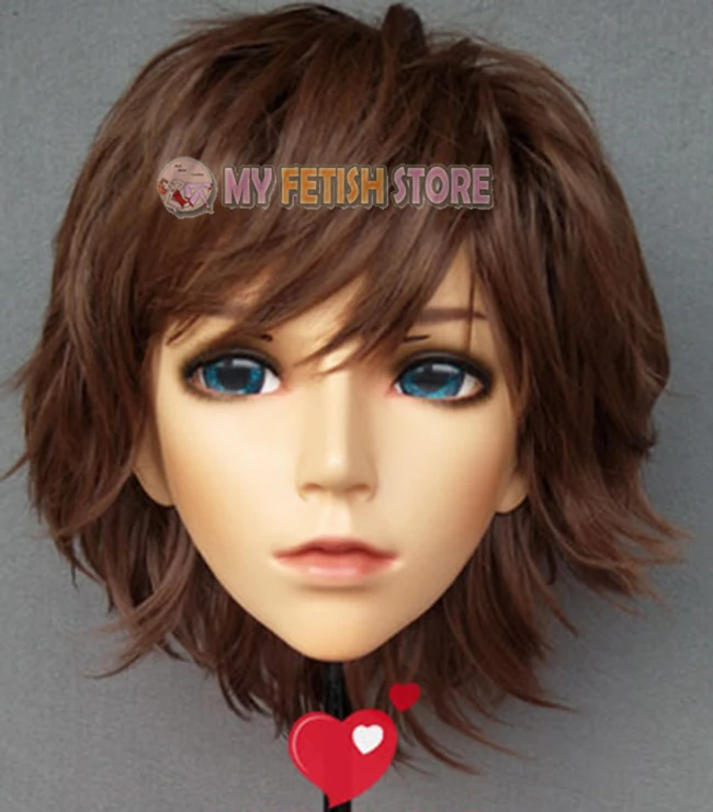 (Chen-02)Boy/ Male/ Man Resin Half Head Kigurumi Crossdress Cosplay Japanese Anime Role Mask With Eyes And Wig