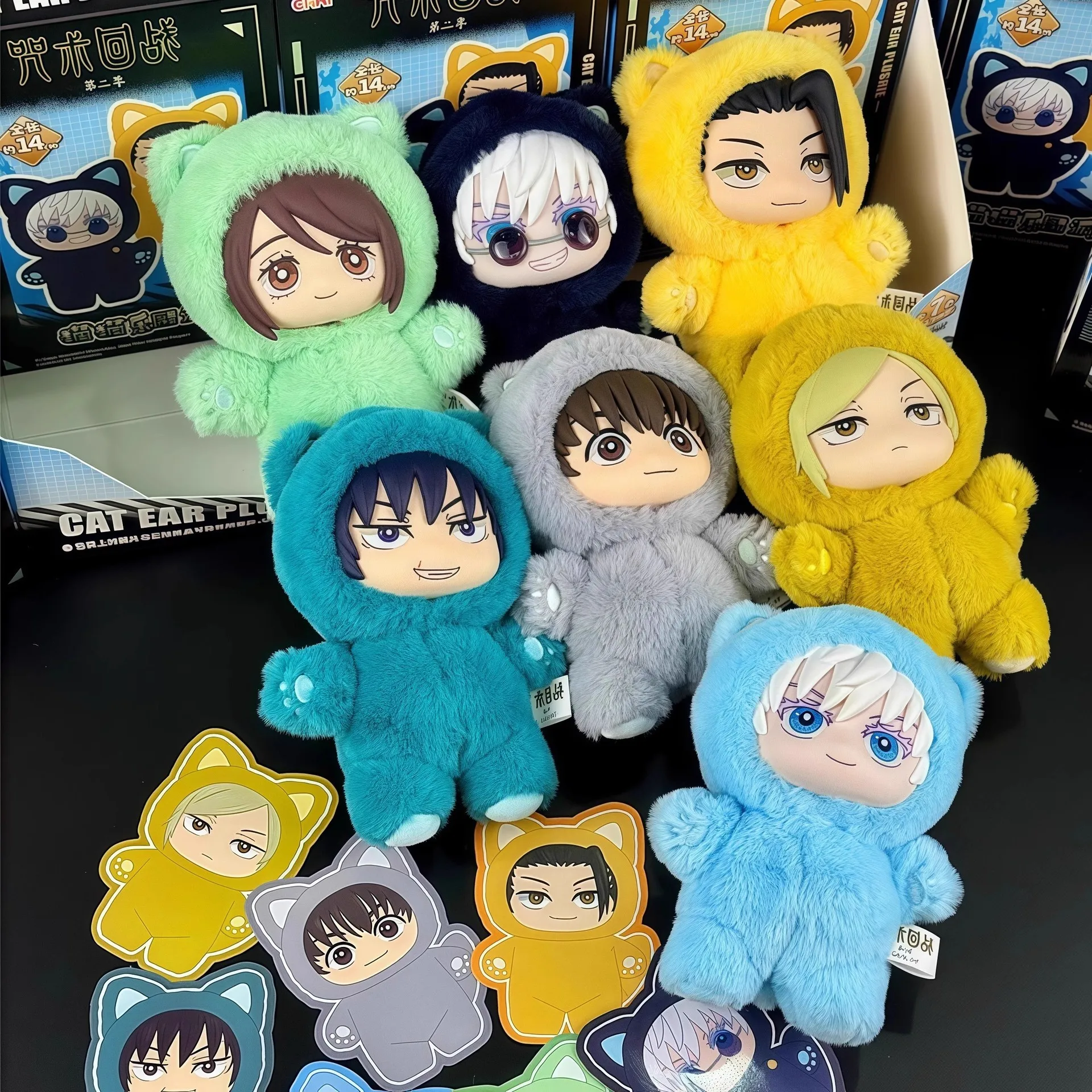 ตุ๊กตาหน้าต่างแบบไวนิลจากอนิเมะ Jujutsu Kaisen รุ่น Labubu ของเล่นติดกระเป๋าเป้สะพายหลัง ของขวัญคริสต์มาส ตุ๊กตาและอุปกรณ์เสริม
