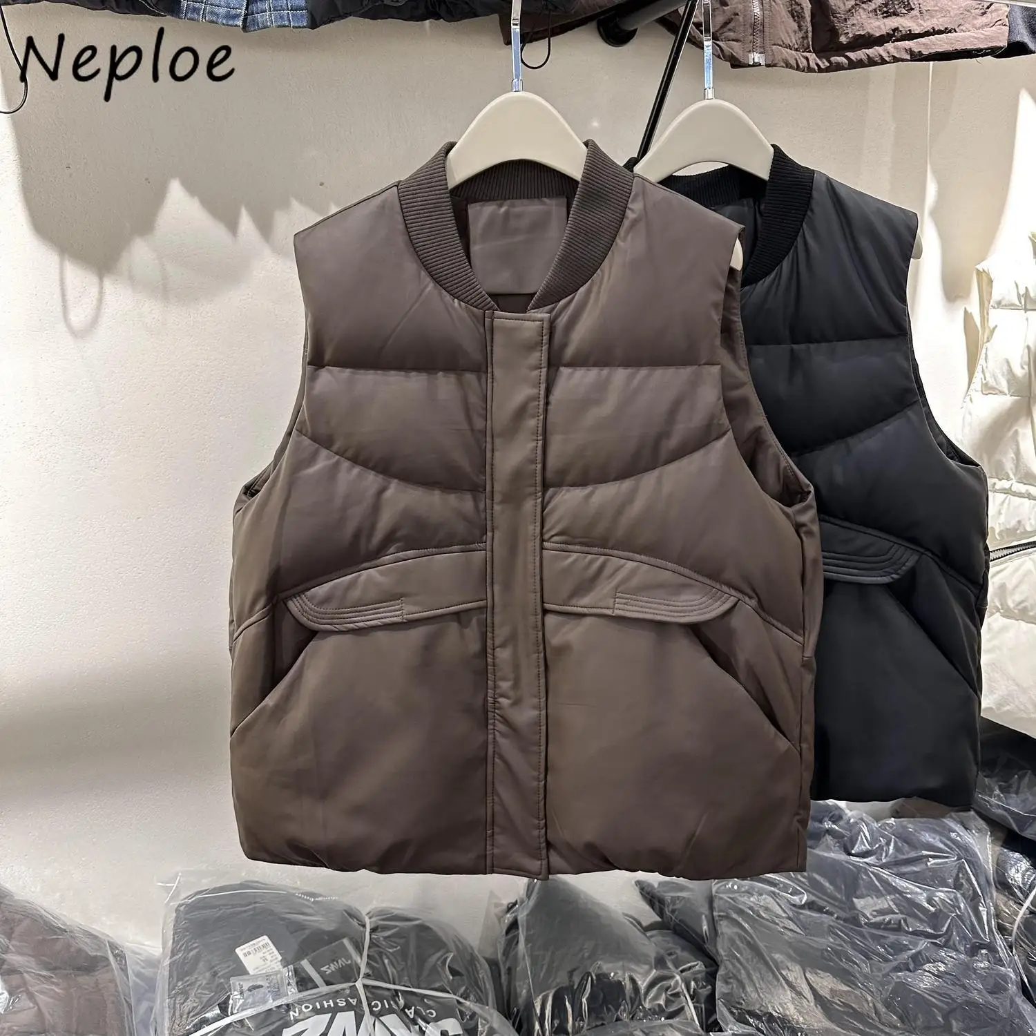 

Кожаная новая универсальная тонкая женская куртка Neploe, модная теплая свободная офисная женская верхняя одежда, корейская лоскутная элегантная мягкая жилетка на молнии