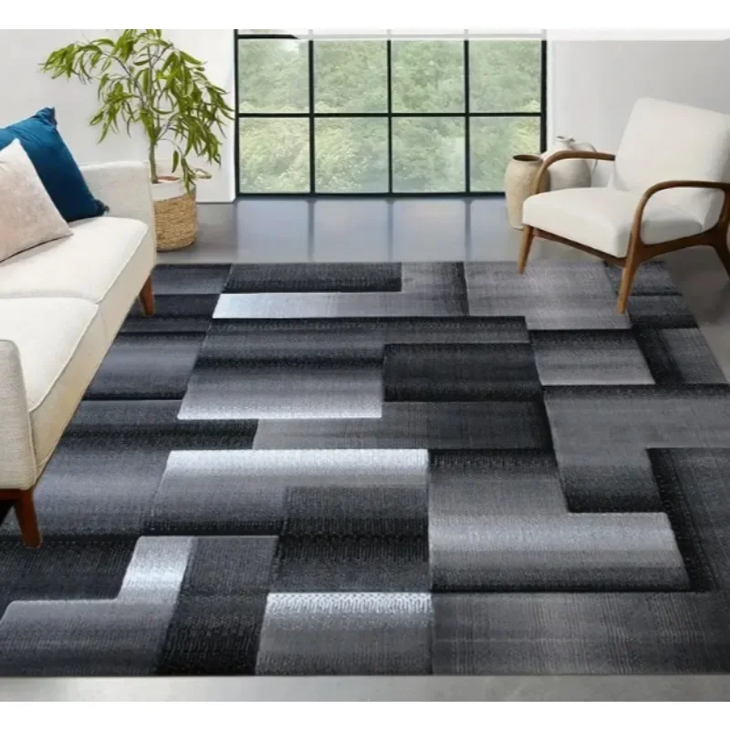 Black Geometric Large Carpet Light Luxury European and Carpet Home Sofa Tea Table Mat Indoor Outdoor Carpet Floor Mat Decoration