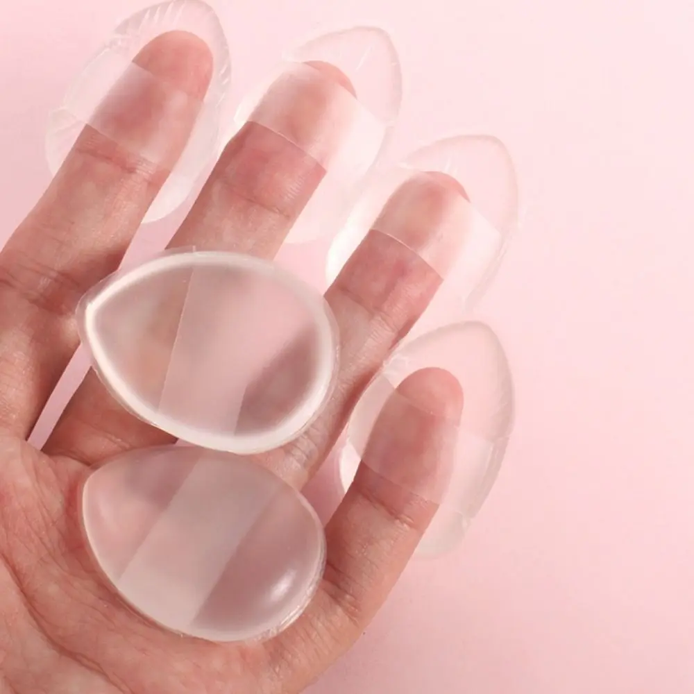 6 stks Mini Siliconen Vingertoppen Poederdons Transparante Herbruikbare Cosmetische Bladerdeeg Make-up Tool Geen Poeder Eten Poeder Jelly Bladerdeeg