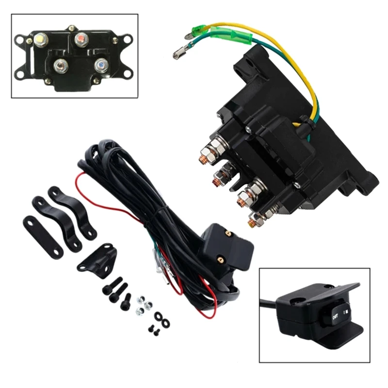 12V Solenoid Relay Contactor Winch Rocker Thumb Switch Wiring Combo Car Relais 63070 62135 74900 2875714 For ATV UTV