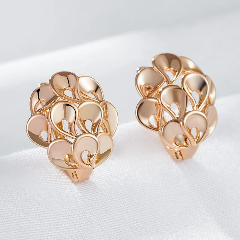 Wbmqda Classic Metal Flower Drop Earrings For Women 585 Rose Gold Color Ethnic Bridal Wedding Jewelry Accessories