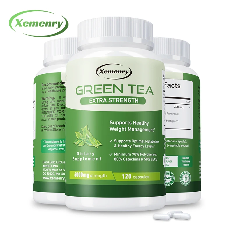 

Green Tea Capsules - Powerful Antioxidant, Provides Energy, Boosts Immunity, Promotes Digestive Health, Controls Appetite