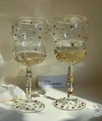Artistic Color Gem Glass Cup Colorful Bean Korean Style Goblet Modern Simple Gourd-shaped Transparent Red Wine Glass