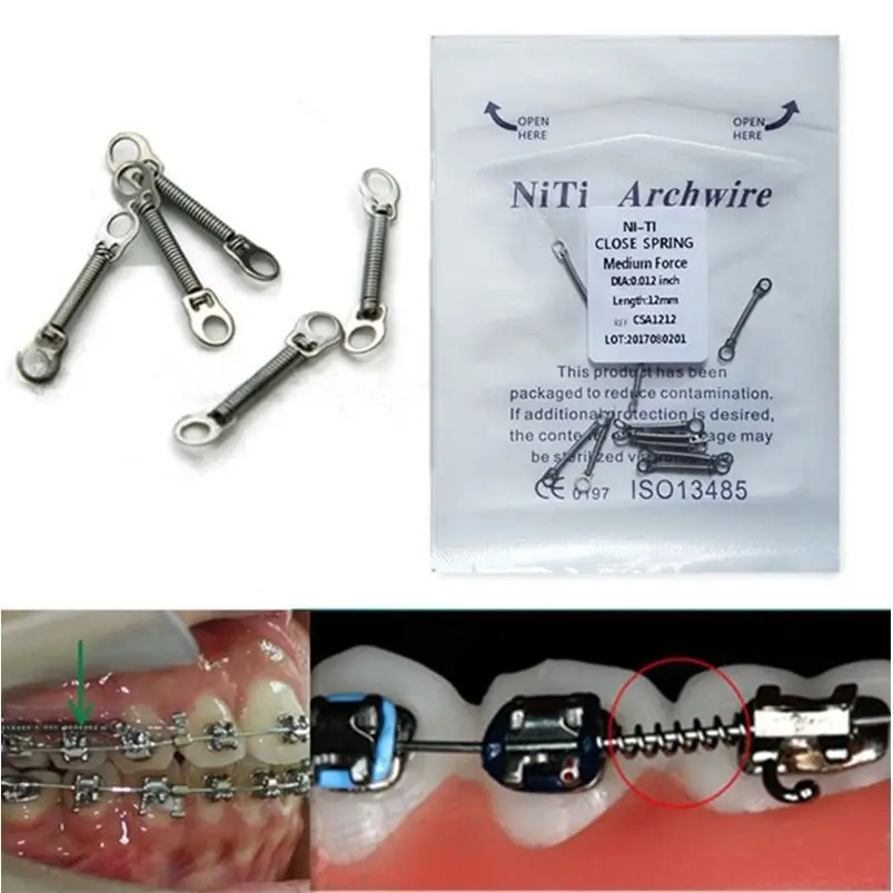 10pcs/Bag Dental Orthodontic Close Coil Spring 6/9/12mm NITI Elastic Medium/Light Force Ortho Spring Orthodogia Accessories