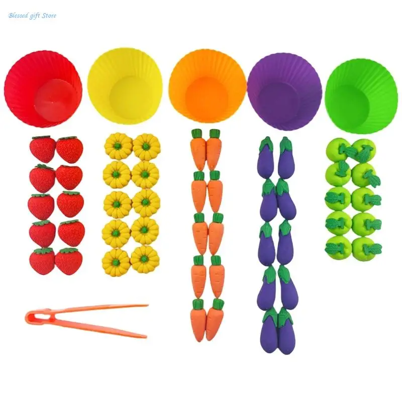 

Engaging Toddler Toy for Building Motor Skills with Fruit and Vegrtable Models