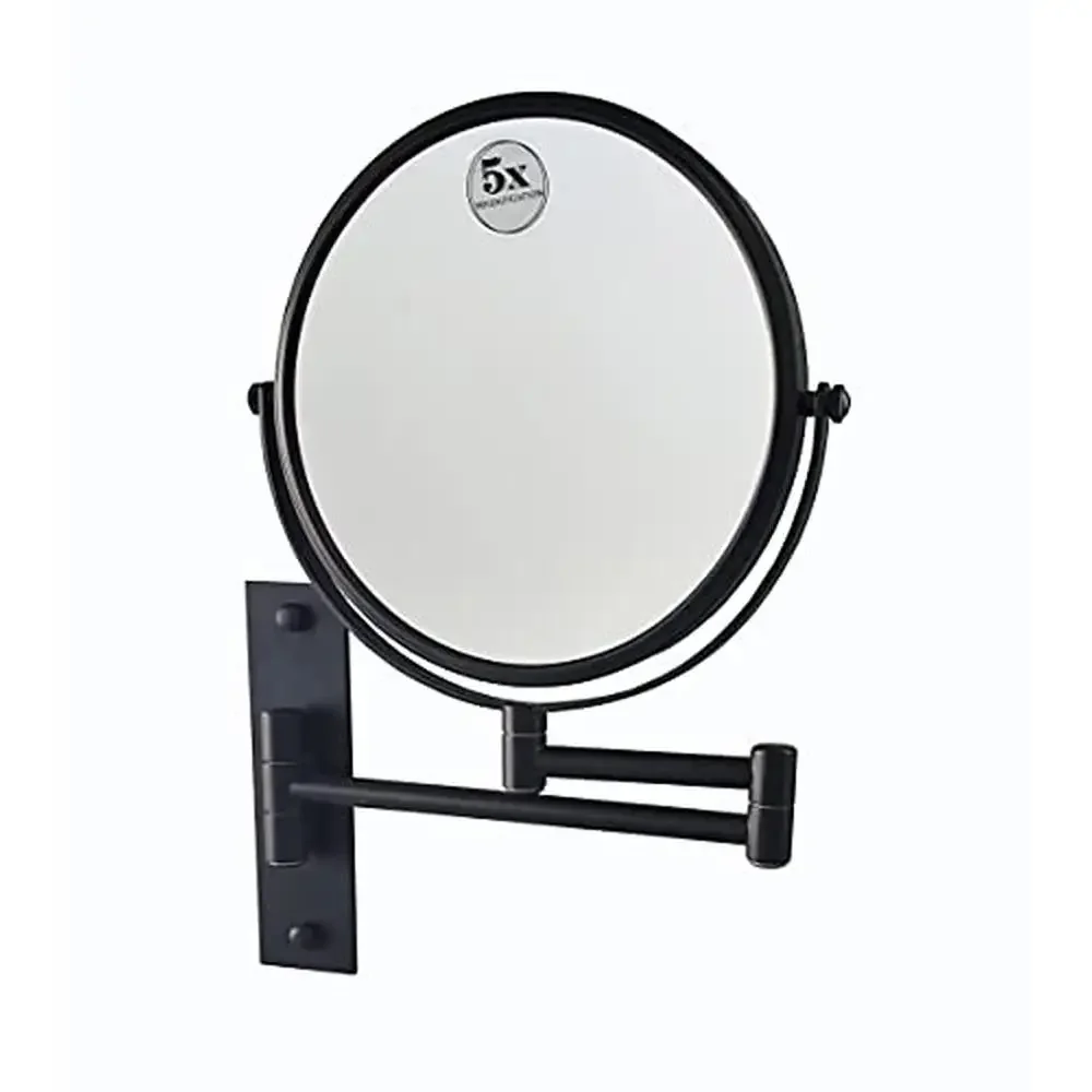 8 inch Wall Mount Two Sided Swivel Magnification Makeup Mirror 1x 5x Extended 13