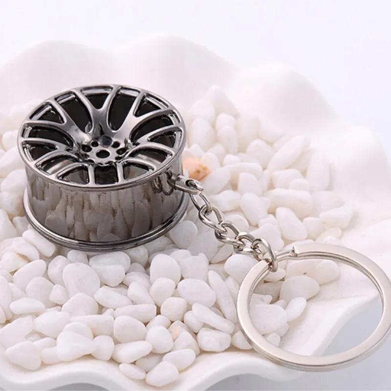 New 3D Miniature Car Metal Wheel Rim Keychain Car Key Ring Wheel Hub Key Chain Best Party Gift Jewelry