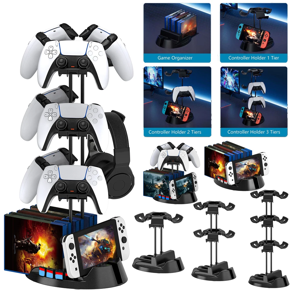 

Game Controller Holder Headphone Holder Space Saving Game Controller Stand&Headphone Holder For PS5/PS4/PS3/Steam/Switch Console