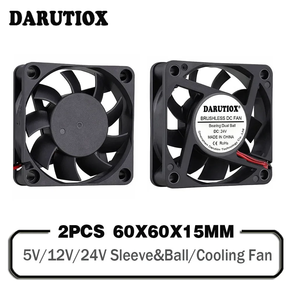 2 Pieces 6015 5V 12V 24V 2Pin Brushless DC Exhaust Cooling Fan 6cm 60mm 60x60x15mm Equipment Cooler