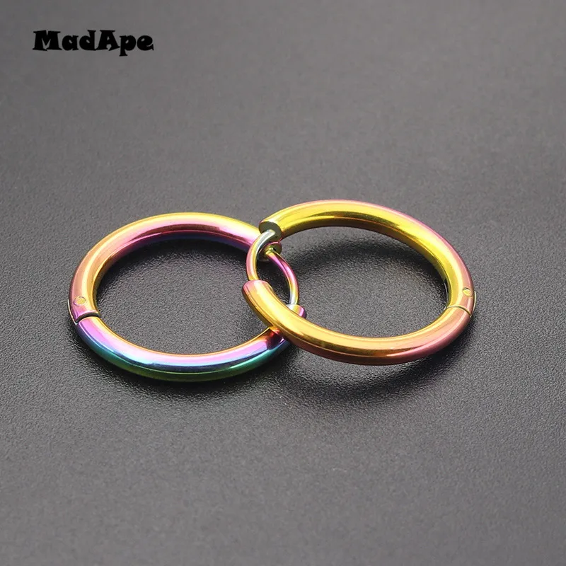 MadApe Trendy Silver Color Rose Gold Black Tone Stainless Steel Hoop Earrings Round Loop Earring For Women 25mm/20mm/11mm