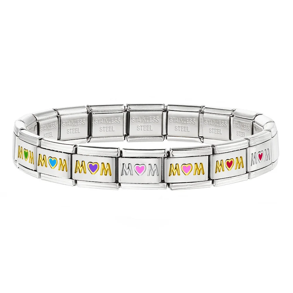 Neue trendige Geschenke, Liebe Mama, klassischer Charm-Handketten-Anhänger, italienische Gliederkette, passend für 9-mm-Armbänder, Edelstahl, Schmuck für die Göttin, DIY-Basteln – Detail 2