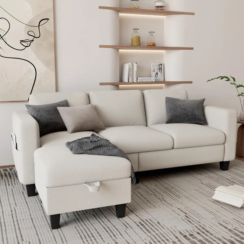 

Small Sectional Couch, 78" L Shaped Sofa 3 Seat Modern Couch with Storage Ottoman Convertible Couches for Small Space, Living Ro