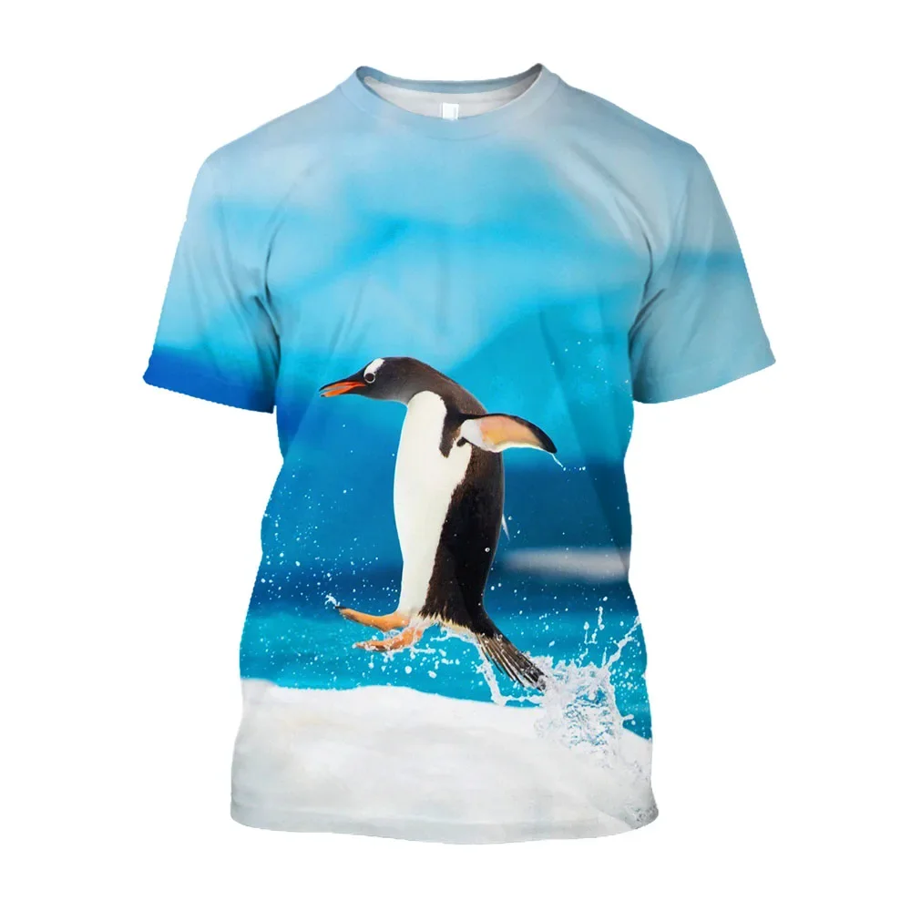 New Fun Penguin graphic t shirts For Men Fashion Leisure Comfortable Oversized Printed Personality Round Neck Short Sleeve Tees