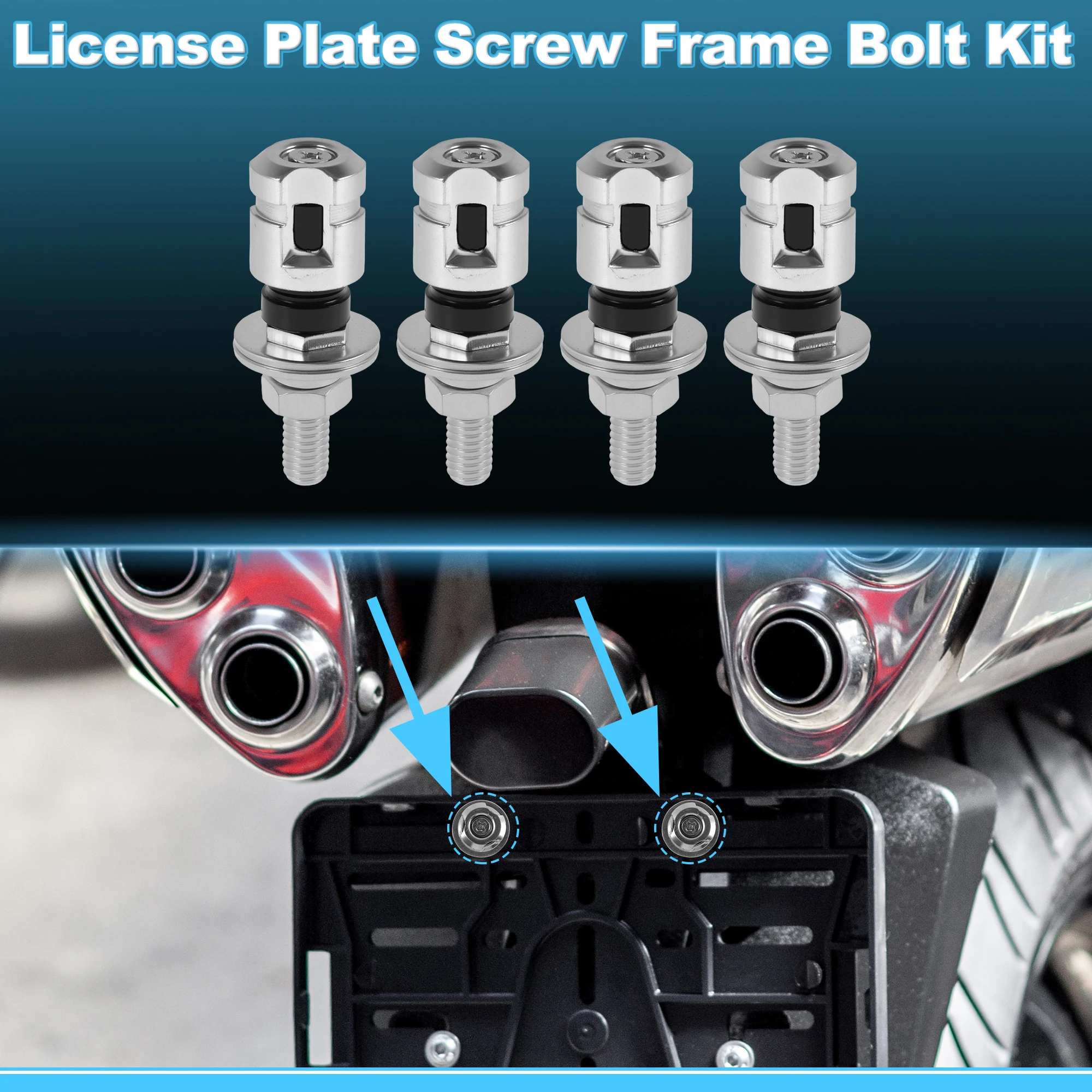 Motoforti  Universal Motorcycle M6 License Plate Screws Cover Anti Theft License Plate Screw Frame Bolt Kit Aluminum Alloy