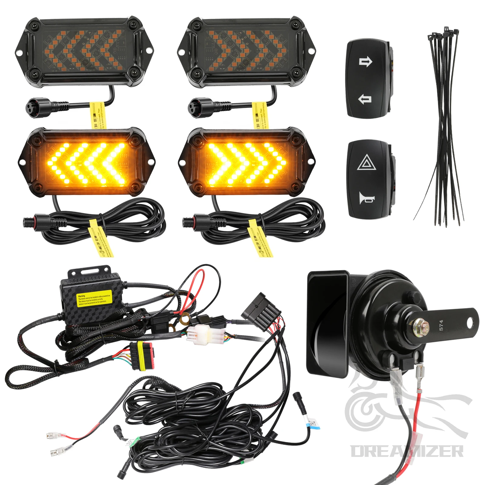 

Universal UTV Turn Signal Horn Street Legal Kit Pre-Wired Plug And Play For Polaris Ranger 500 570 900 LED