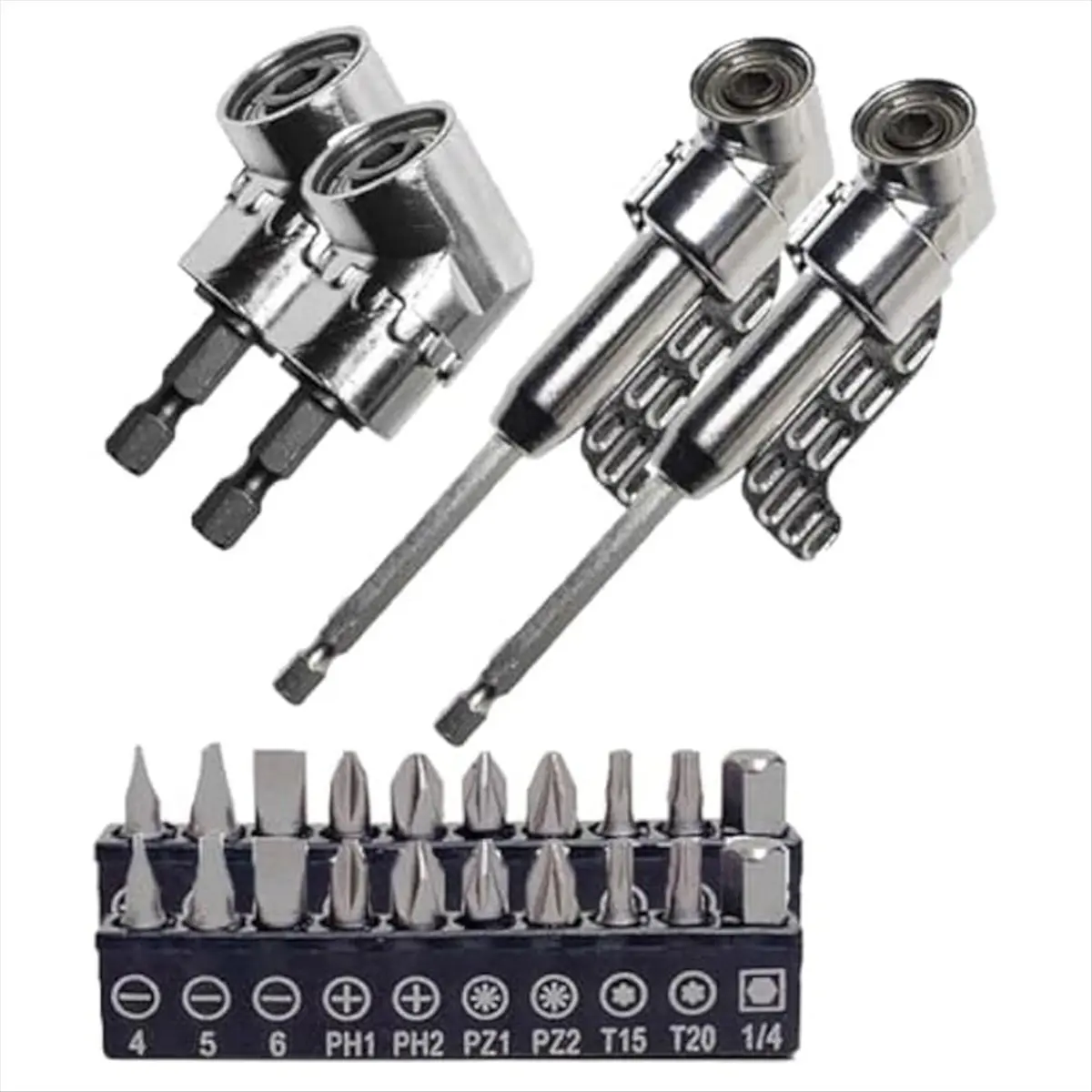 A58Z Corner Tool Screw Hub, Multi-Function Bend Screwdriver Bit, 360° Rotatable 1/4in 3/8in 1/2in Socket Adapter Set