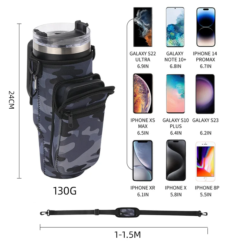 Kawaii Daisy Tumbler Bag for Stanley Cup 40oz Accessories Cute Water Bottle Carrier Bag with Adjustable Strap Cup Holder Pouch