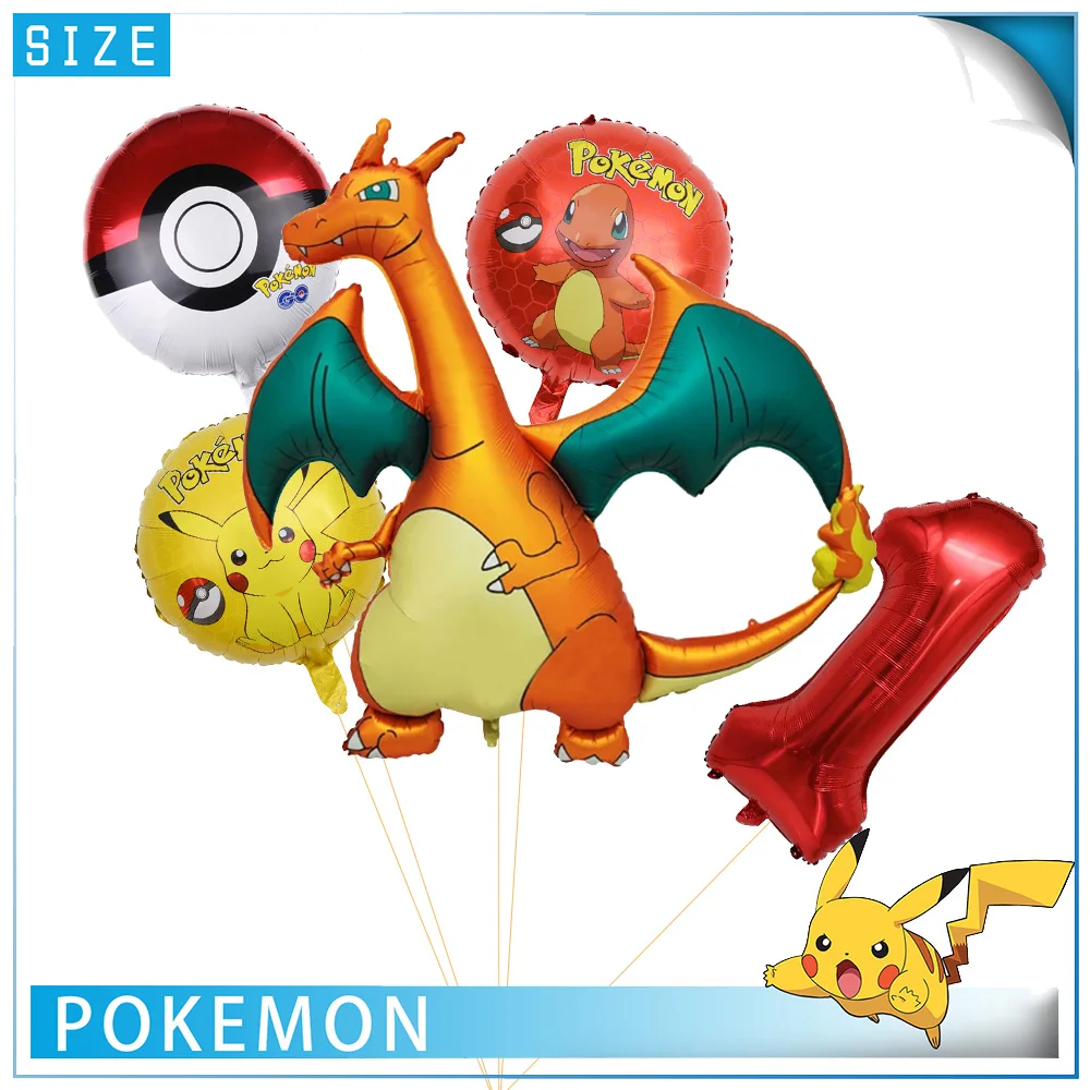 

Pokemon Balloon 3D Foil Charizard Balloon 32inch Digital Balloon Children's Birthday Party Decoration Baby Shower Party Supplies