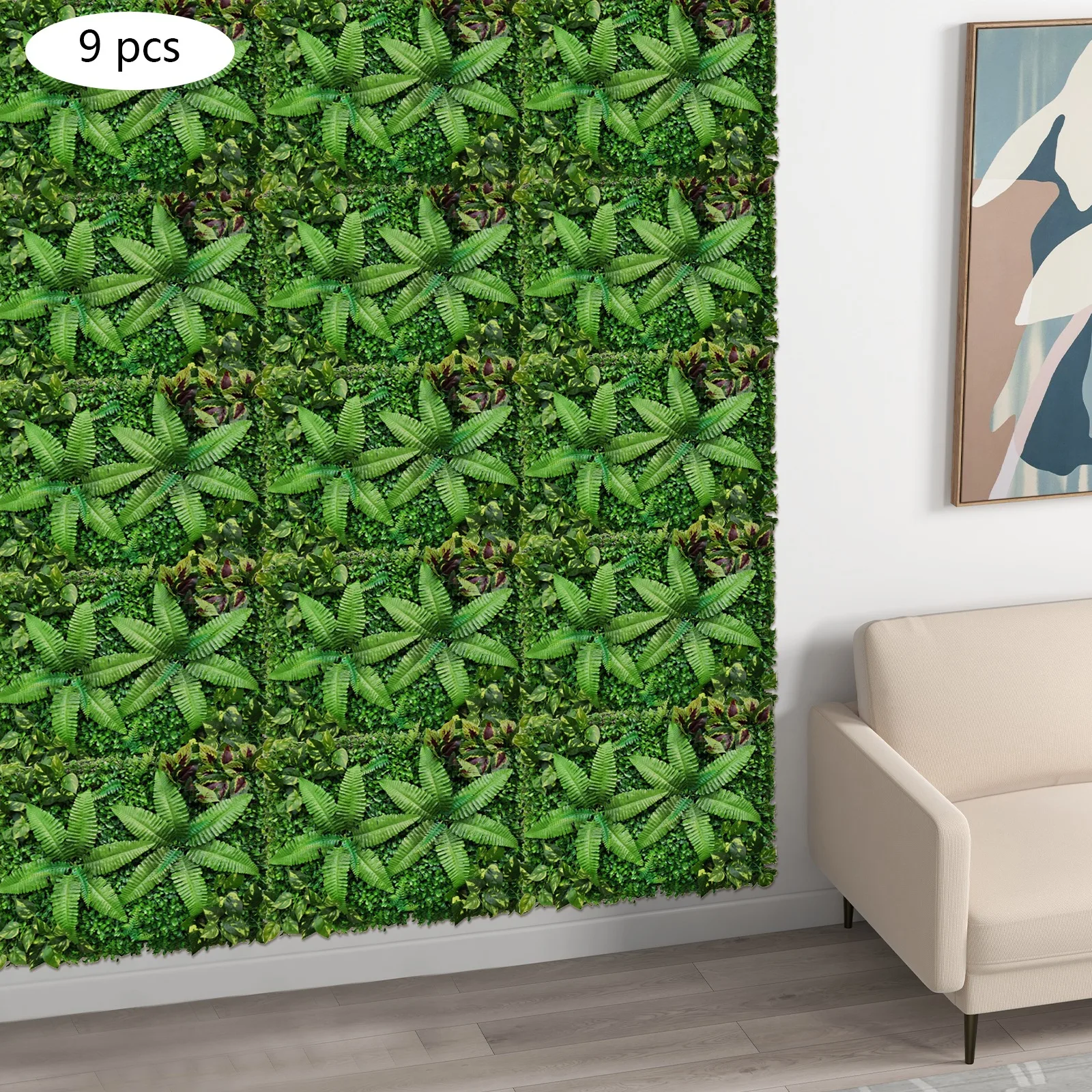 

Pack of 9 Artificial Plants Lawn Wall 40 x 60 cm - Privacy Lawn Privacy Hedge Background Wall Hedge Protection UV Protected