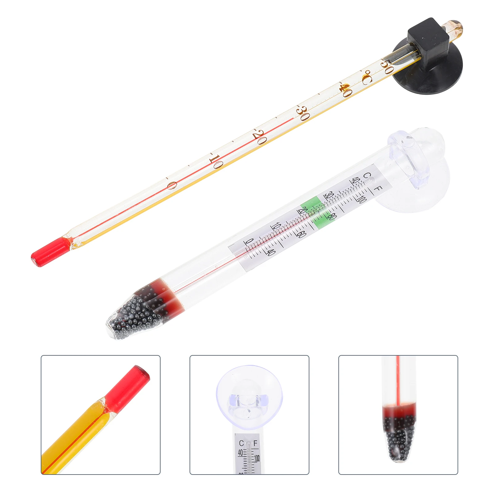 

4 Pcs Thermometer Aquarium Floating Tank Suction Cup Temperature Water Light Thermometers