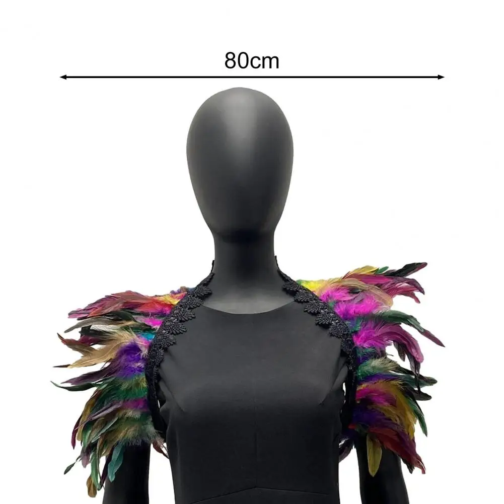 Feather Shawl Cosplay Feather Shrug Shawl Soft Lace Shoulder Wrap Cape for Stage Performance Party Costume Adjustable Body Decor