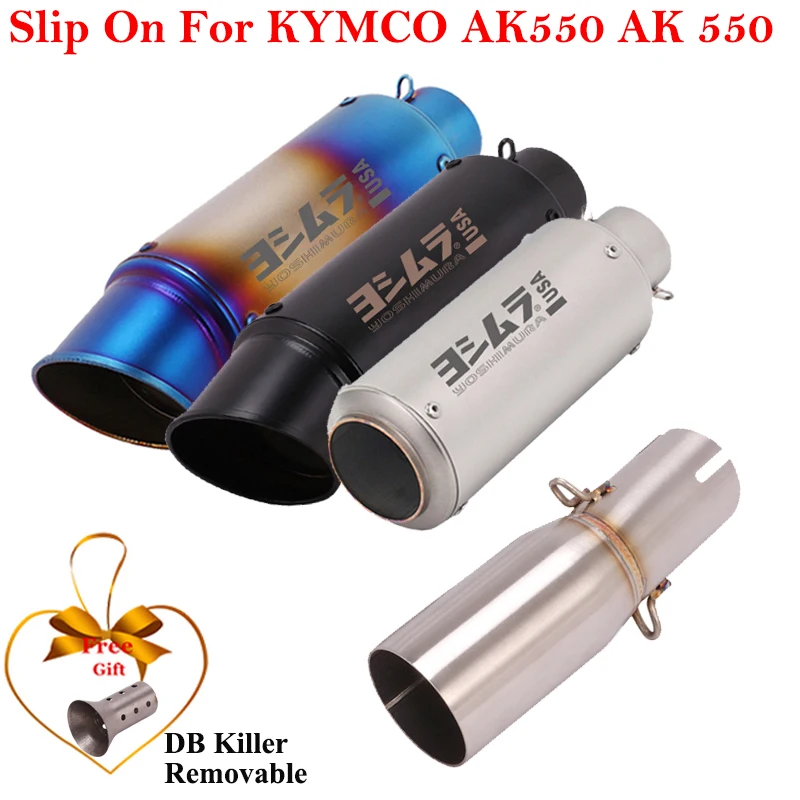 

For KYMCO AK550 AK 550 Motorcycle Exhaust Escape System Slip On Modify Middle Link Pipe With Moveable DB Killer Muffler