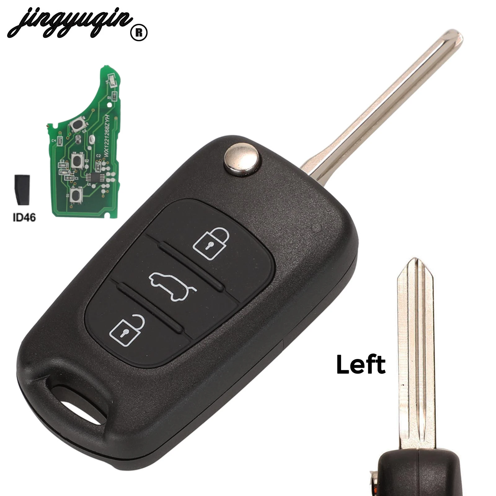 jingyuqin 3 Buttons For Hyundai IX35 I30 ELANTRA Tucson SONATA NF Flip Folding Car Remote Key 433Mhz FSK ID46 Chip Fob