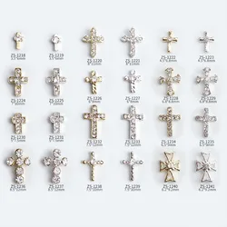 10 Stück täglich Nail Art Metall Gold Silber Legierung Kreuz Schmuck Edelstein einfaches Design ins trend ige niedliche französische Acryl Dekoration Charms