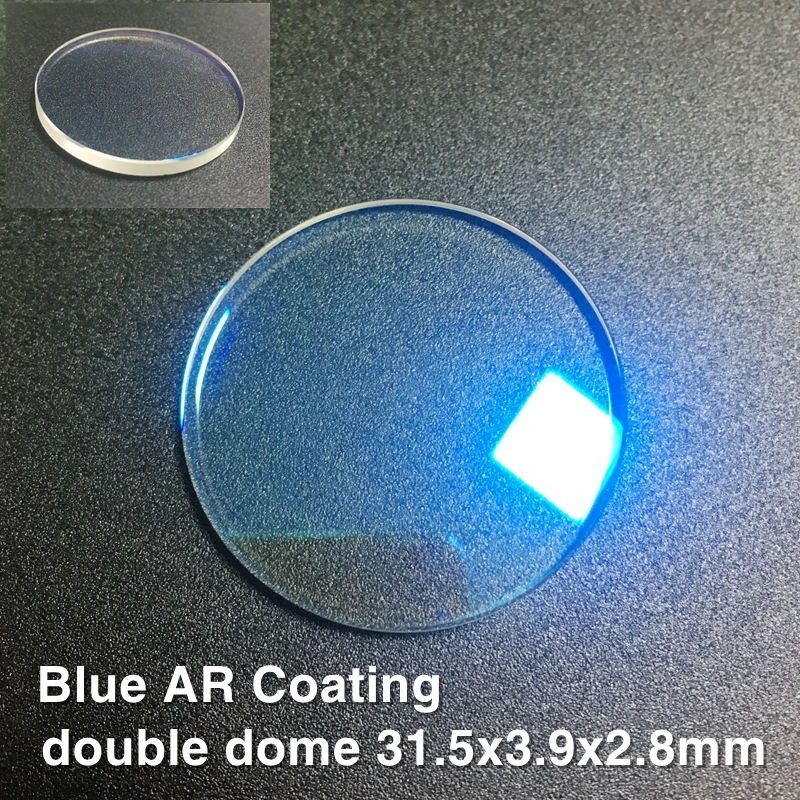 Blue AR Coating Double Dome Sapphire Crystal Watch Glass Parts Replacement With Large Chamfer Edge 31x4.6x3.7mm 31.5x3.9x2.8mm