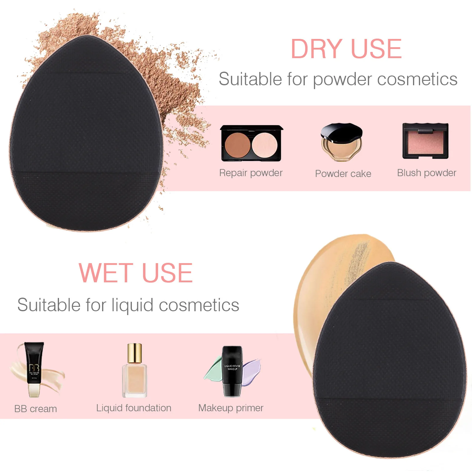20 piezas Mini esponja de maquillaje en polvo, cómoda y agradable para la piel, fácil de usar, corrector de ala de nariz, detalles faciales, cubierta, tamaño rápido y compacto