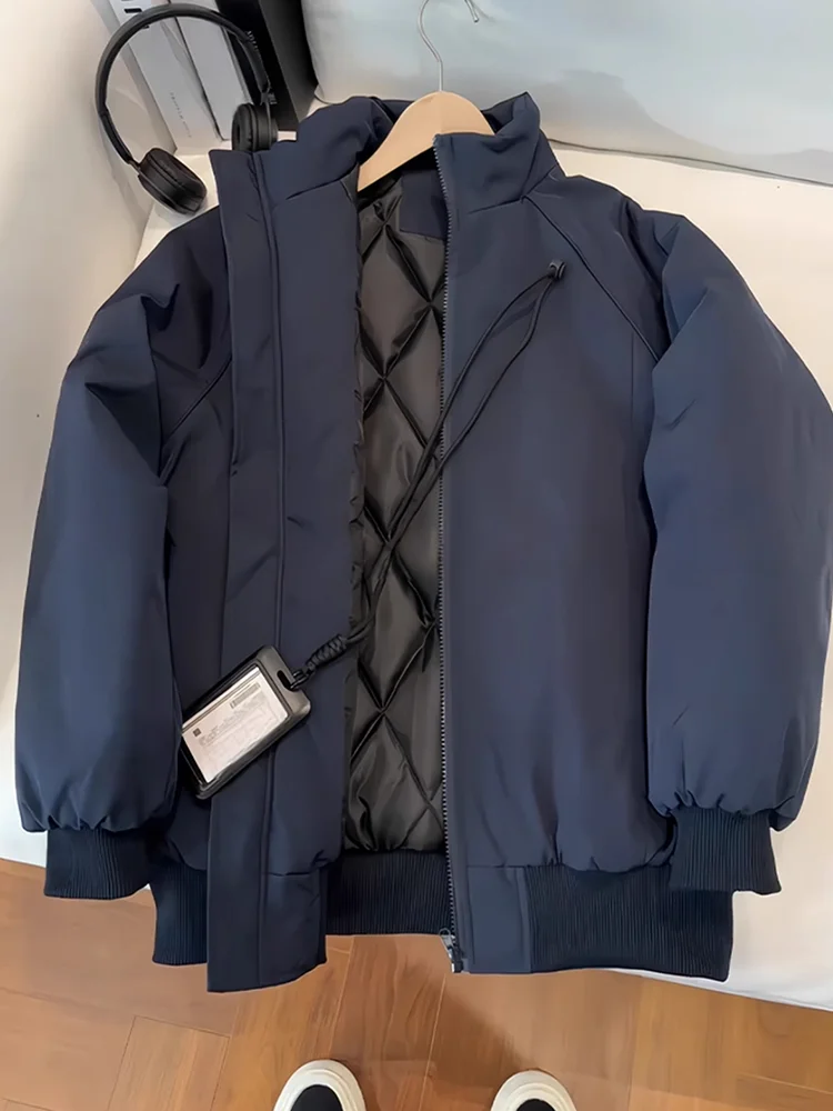 American Sle Tee-Proof Stand Collar Cotton Jaet Men's Winter Thiened Cotton Padded ort Boxy Cotton Coat