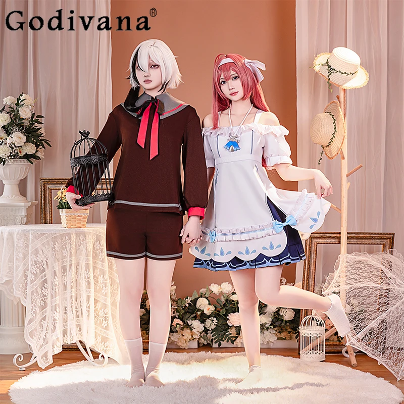 Women Hallowen Play Role Clothes Cosplay Costume Anime Cos Dress Set Female Headwear Necklace Party Game Uniform Dress