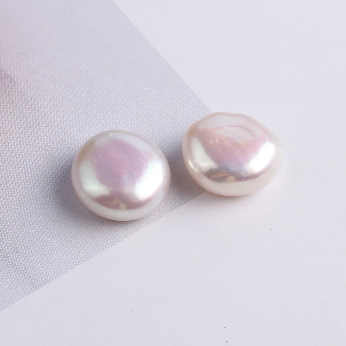 

2PCS Natural Freshwater Pearl Round Button Shaped Perforated Beads Jewelry Making DIY Necklace Ring Bracelet Accessories Gift