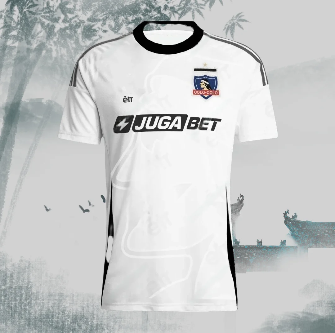 

New Chile Football Chile Colocolo Football Match Uniform Men's Sports T-shirt Knitted Fabric Breathable Football Short Sleeve