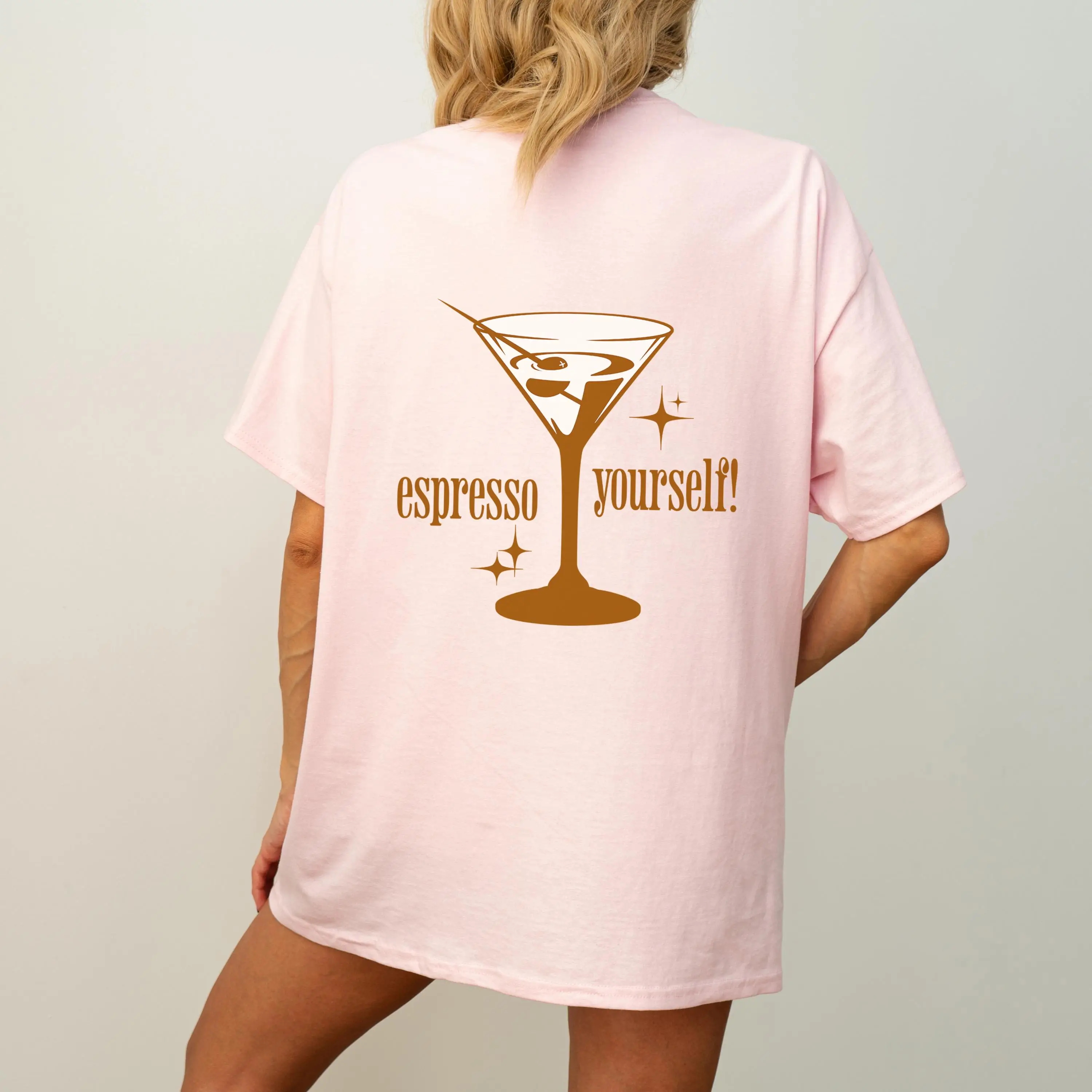 Summer Women's Cocktail Stamps T-shirt Cotton and Breathable Short Sleeve Streetwear Oversized Loose Casual