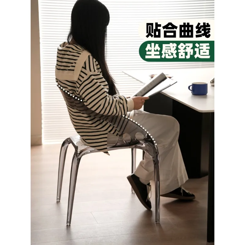 Acrylic Transparent Dining Chair Designer Style Light Luxury High-end Stackable Armrest Backrest Chair
