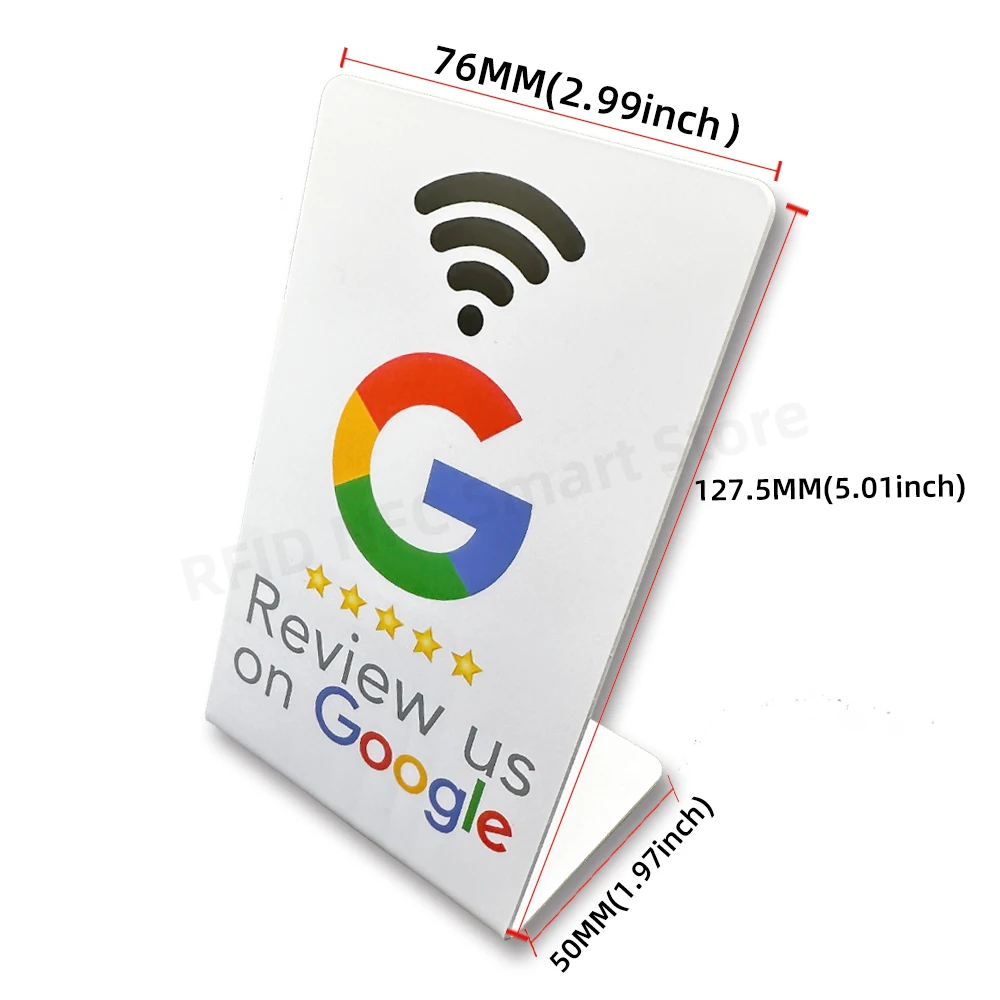 Tarjeta de revisión de Google programable de 13,56 Mhz, mesa de estación NFC, visualización de reseñas de Google NFC, tarjeta doblada, soporte de marca de pie