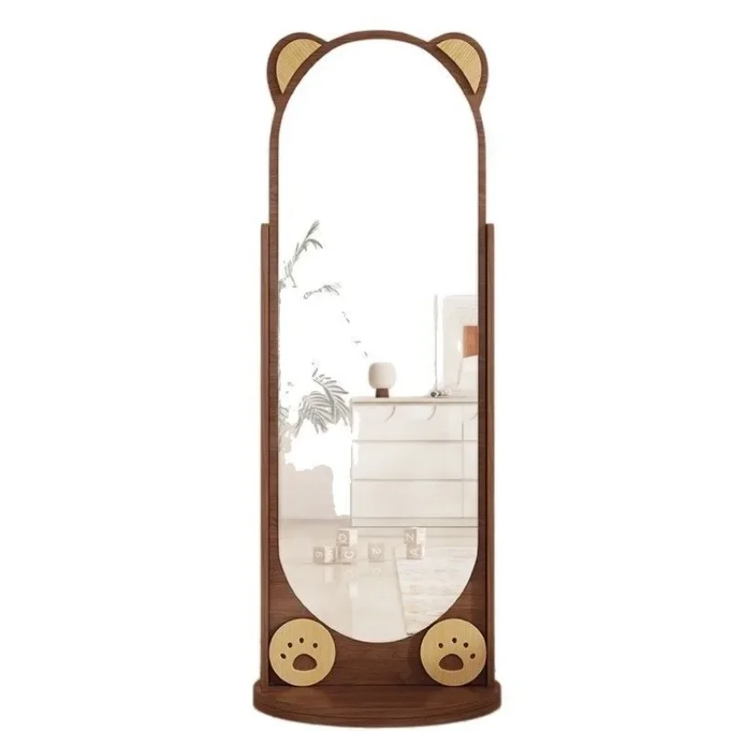 Rotating full body mirror Movable floor mirror Girls bedroom clothes hanger integrated mirror