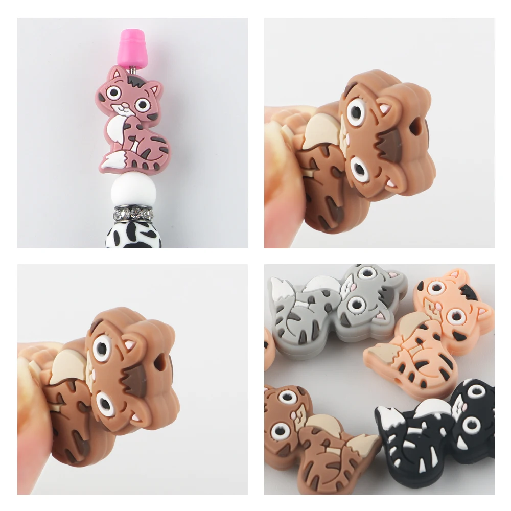 Kovict New Cat Dinosaur Silicone Beads Pendants Food Grade For DIY Jewelry Bracelets Necklace Accessories