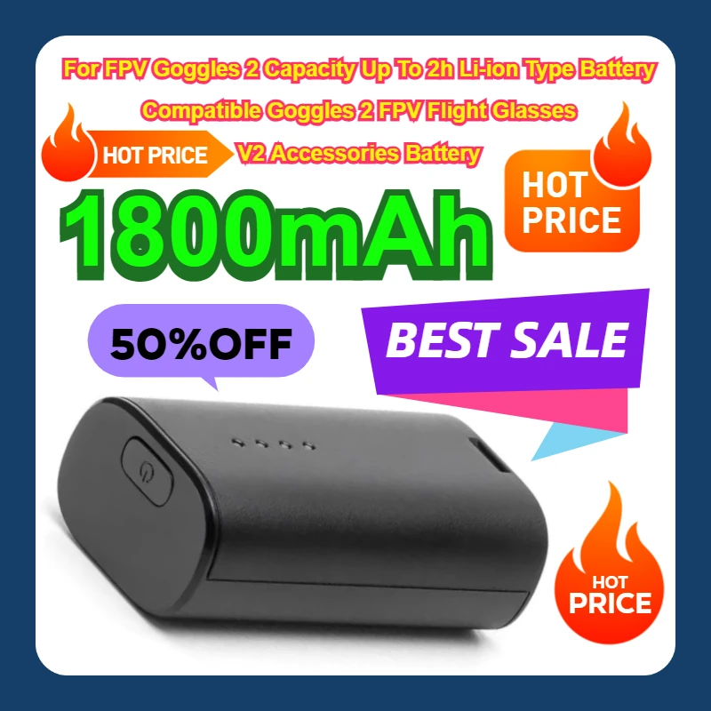1800mAh For FPV Goggles 2 Capacity Up To 2h Li-ion Type Battery Compatible Goggles 2 FPV Flight Glasses V2 Accessories Battery