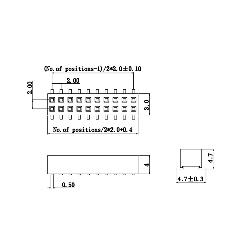 20PCS 2.0mm SMD SMT 2*2-40Pin Black Double row Female Header Connector 2P 3P 4P 5P 6P 7P 8P 10P 12P 15P 20P 40Pin PCB JST 2mm