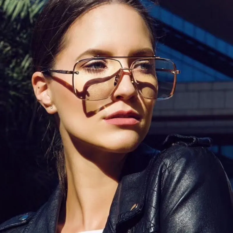 Neue Fashion Square Sonnenbrille Männer Luxus Marke Designer Metall Sonnenbrille Vintage Pilot Shades Brillen Oculos De Sol – Detail 3