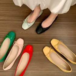 Bailamos Top Quality Luxury Brand Design Round Toe Bow Ballet Flat Shoes Women Casual Slip On Loafers Soft Dress Shoes Zapatos M