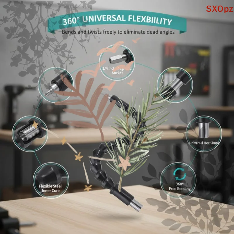 Flexible Drill Extension Shaft Set Universal Bendable Design Options For Home Repair Car Maintenance Tight Space Work