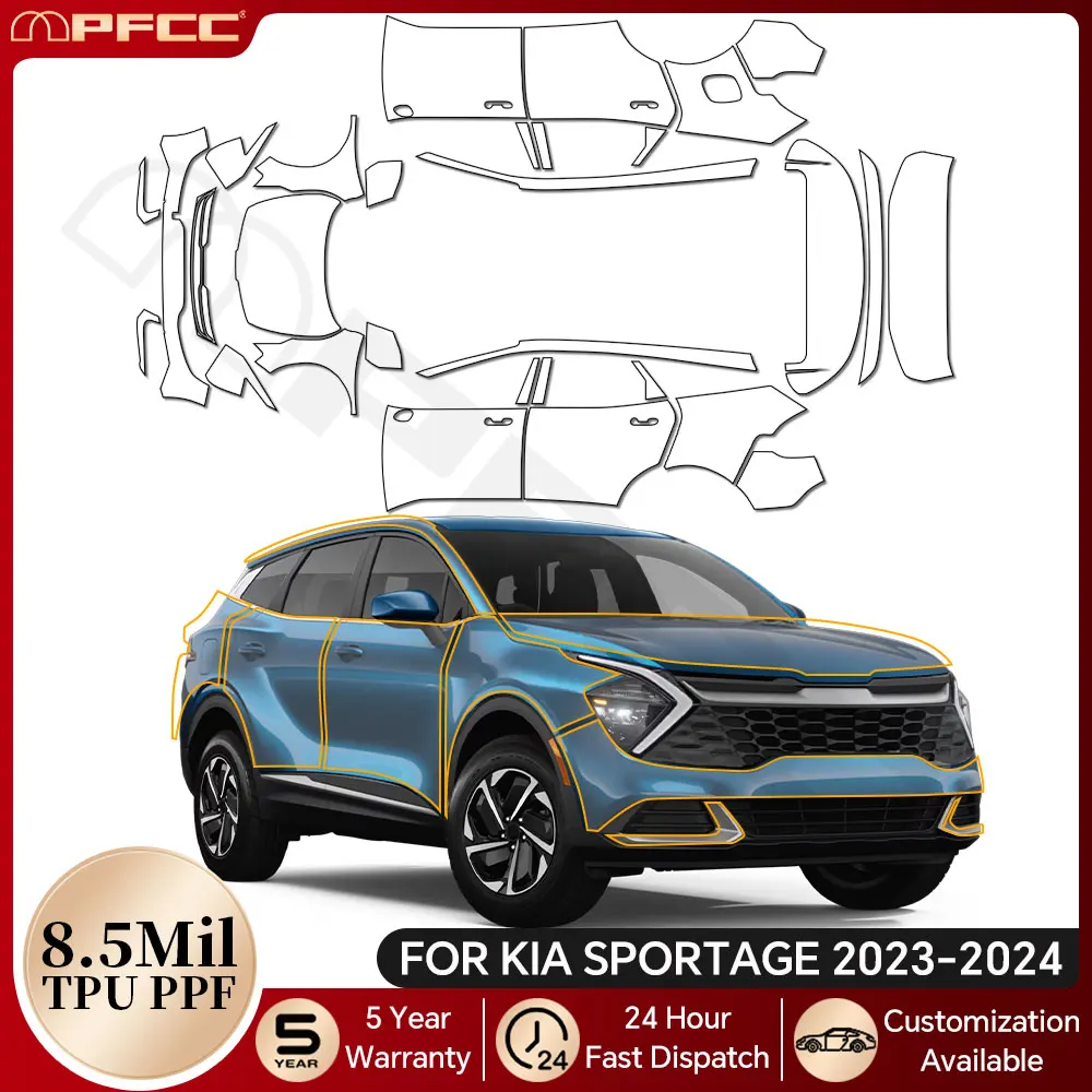 

For KIA SPORTAGE 2023 2024 8.5Mil TPU Paint Protection Film Pre-cut PPF Clear Bra Car Body Anti-Scratch Kit Resistant Invisible