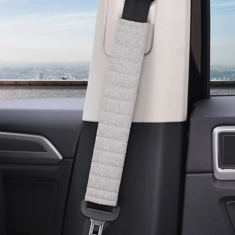 

1Pcs Safety Belt Protector Car Cushion Shoulder Pad Breathable Strap Cover Easy Install Hook Loop 33cm Grey Comfort Stylish